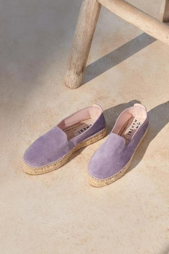 Manebi espadrillas in pelle scamosciata Hamptons Double Sole Espadrilles violetto