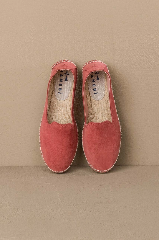 Manebi espadryle zamszowe Hamptons Double Sole Espadrilles czerwony