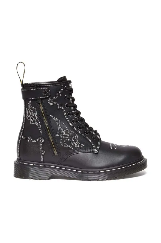 black Dr. Martens leather biker boots 1460 Gothic Americana Women’s