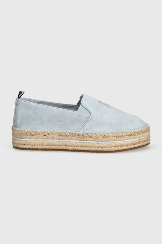 Замшеві еспадрилі Tommy Hilfiger TH EMBROIDERED SUEDE FLATFORM блакитний