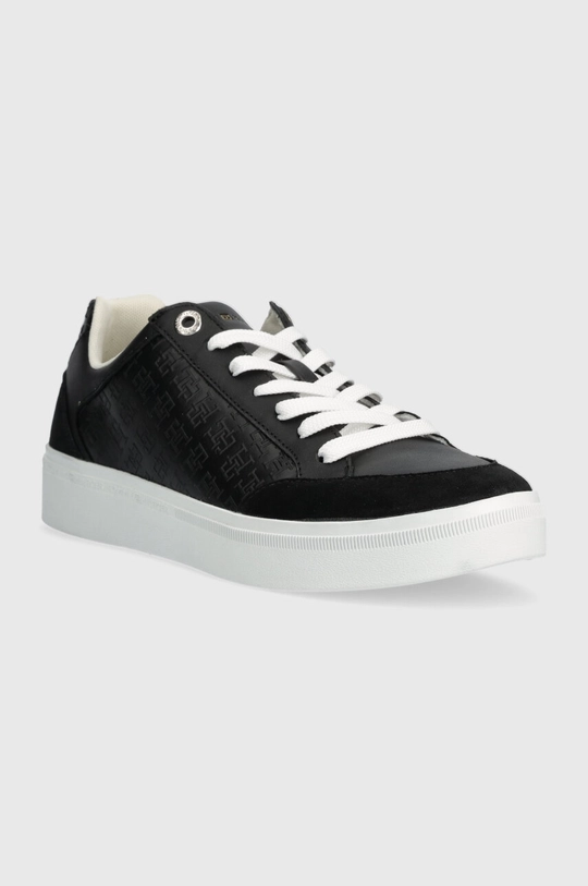 Kožené tenisky Tommy Hilfiger COURT SNEAKER MONOGRAM čierna