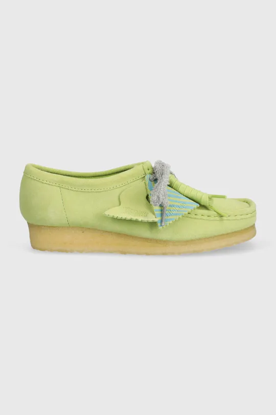 Половинки обувки от велур Clarks Originals Wallabee зелен