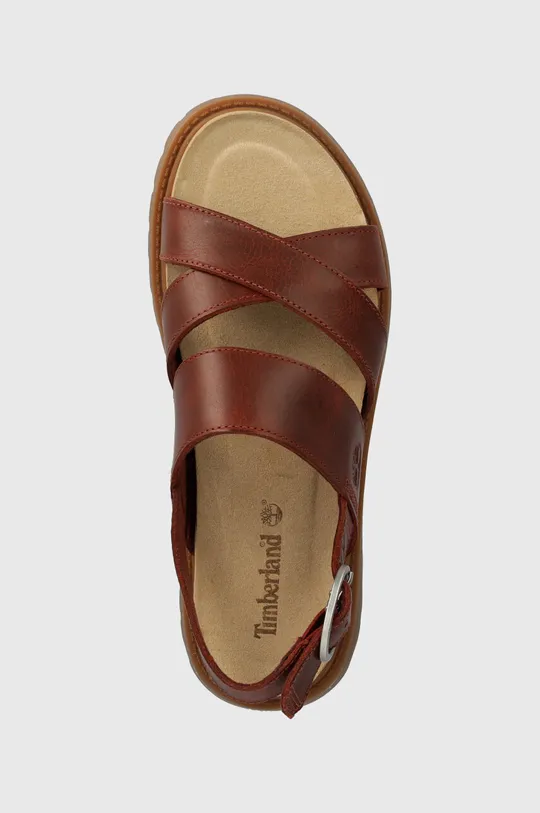 maroon Timberland leather sandals Clairemont Way