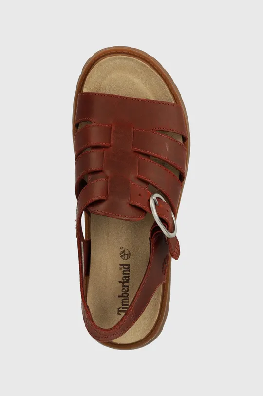 red Timberland leather sandals Clairemont Way
