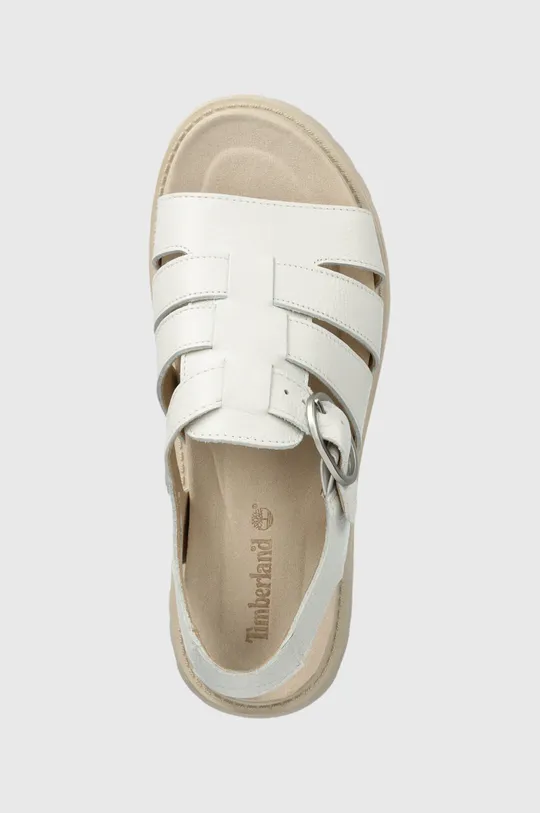 white Timberland leather sandals Clairemont Way