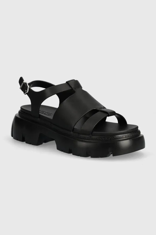 čierna Kožené sandále Karl Lagerfeld SUN TREKKA Dámsky