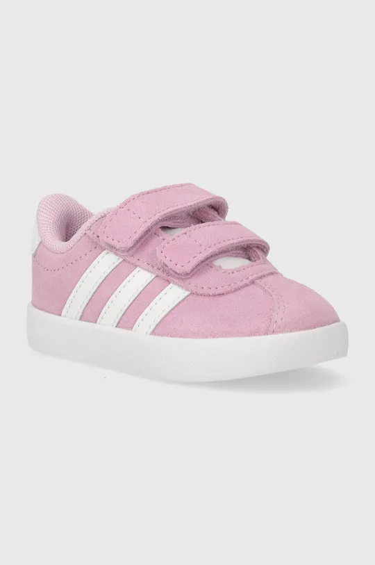 różowy adidas sneakersy zamszowe dziecięce VL COURT 3.0 CF I Dziewczęcy