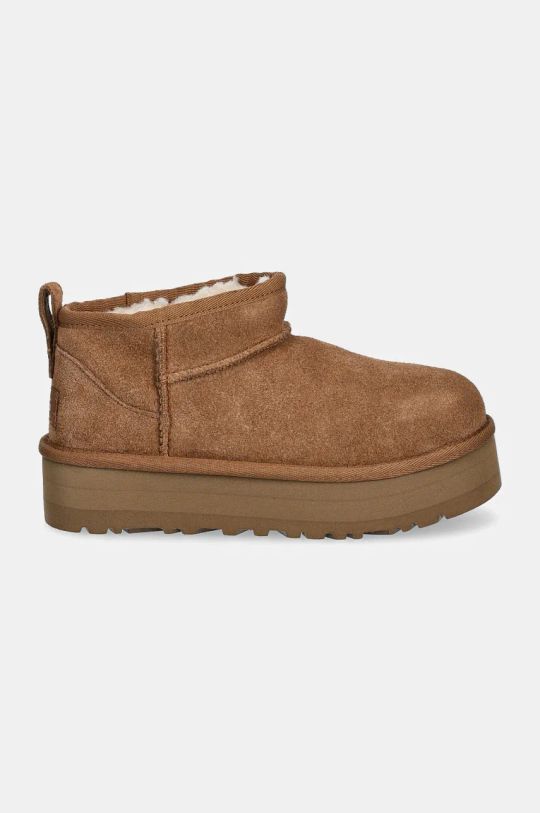 Μπότες χιονιού σουέτ για παιδιά UGG CLASSIC ULTRA MINI PLATFORM 1157791K καφέ SS24