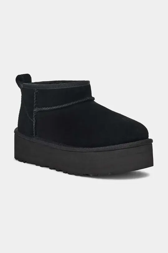 Dječje cipele za snijeg od brušene kože UGG CLASSIC ULTRA MINI PLATFORM crna