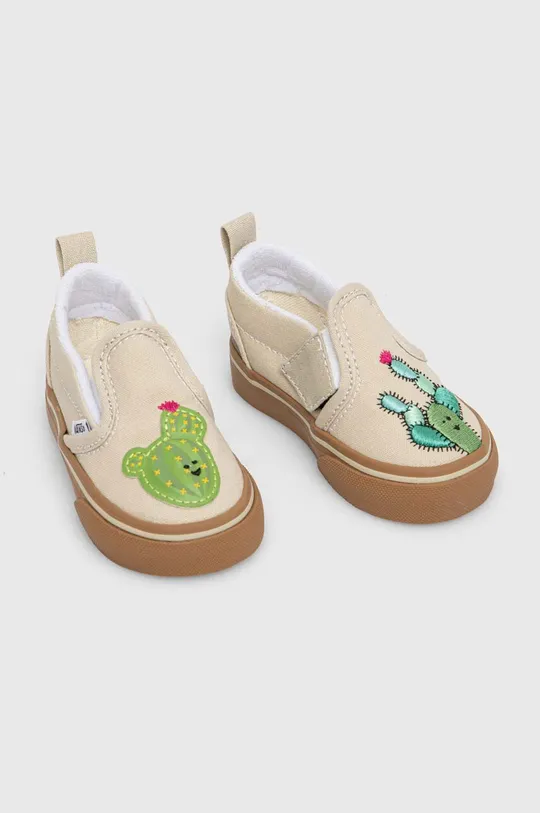 μπεζ Παιδικά πάνινα παπούτσια Vans Slip-On V Cactus Παιδικά