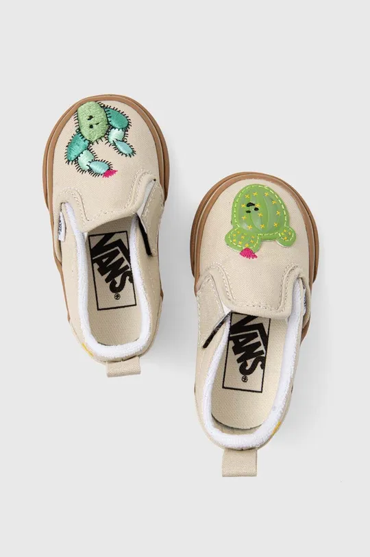 μπεζ Παιδικά πάνινα παπούτσια Vans Slip-On V Cactus