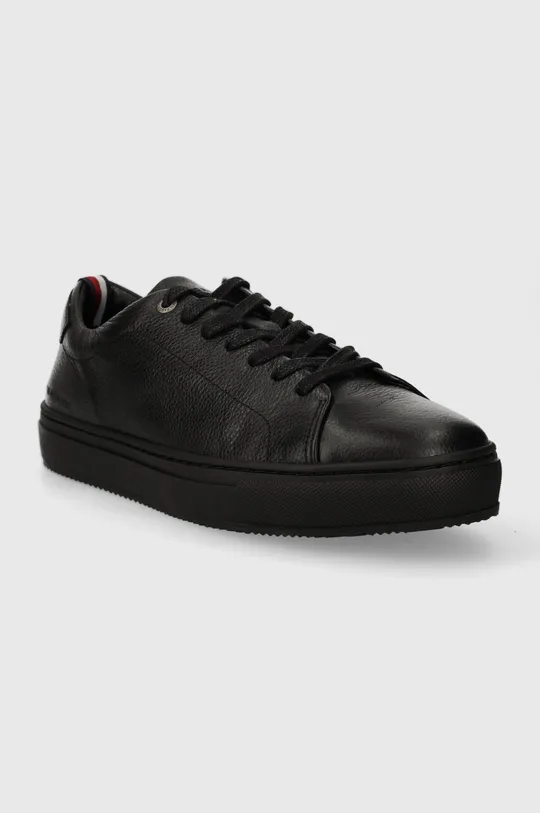 Δερμάτινα αθλητικά παπούτσια Tommy Hilfiger PREMIUM CUPSOLE GRAINED LTH μαύρο