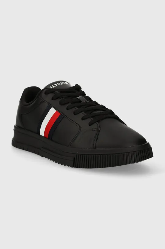 Tommy Hilfiger bőr sportcipő SUPERCUP LTH STRIPES ESS fekete