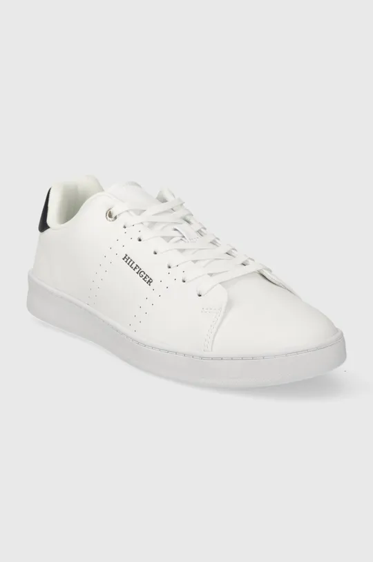 Δερμάτινα αθλητικά παπούτσια Tommy Hilfiger COURT CUP LTH PERF DETAIL λευκό