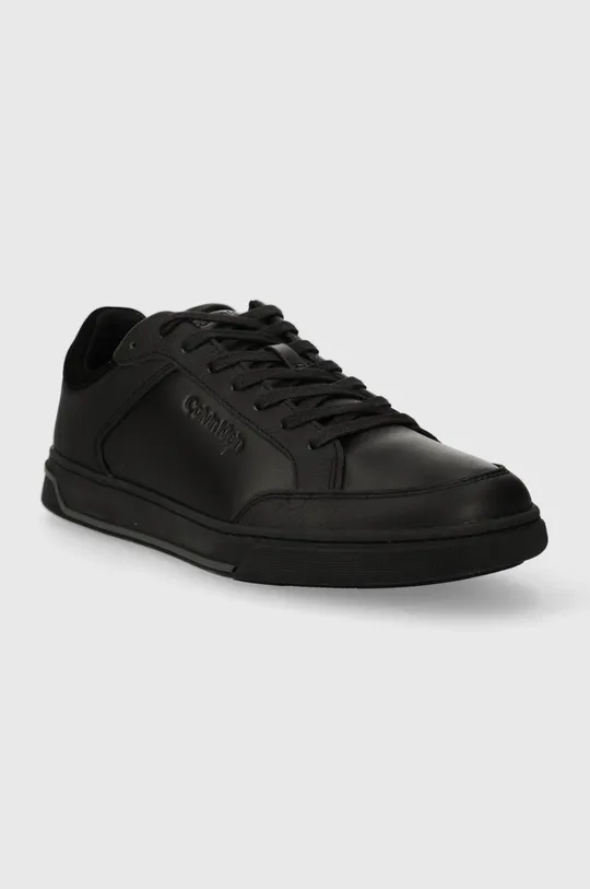 Δερμάτινα αθλητικά παπούτσια Calvin Klein LOW TOP LACE UP LTH μαύρο
