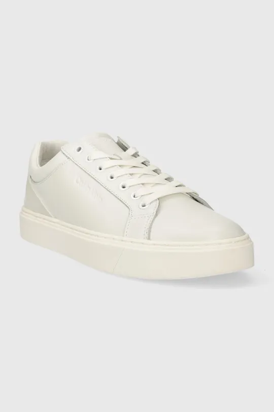 Δερμάτινα αθλητικά παπούτσια Calvin Klein LOW TOP LACE UP ARCHIVE STRIPE λευκό