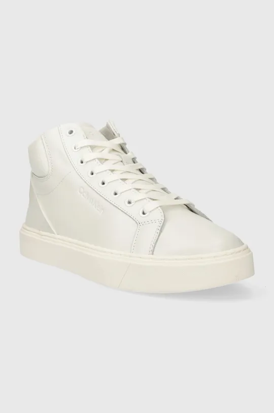 Δερμάτινα αθλητικά παπούτσια Calvin Klein HIGH TOP LACE UP ARCHIVE STRIPE λευκό