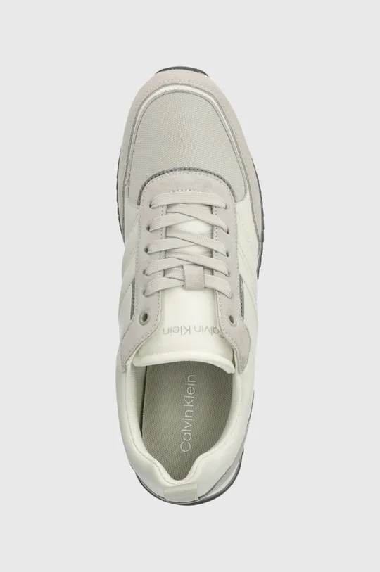 szary Calvin Klein sneakersy skórzane LOW TOP LACE UP MIX