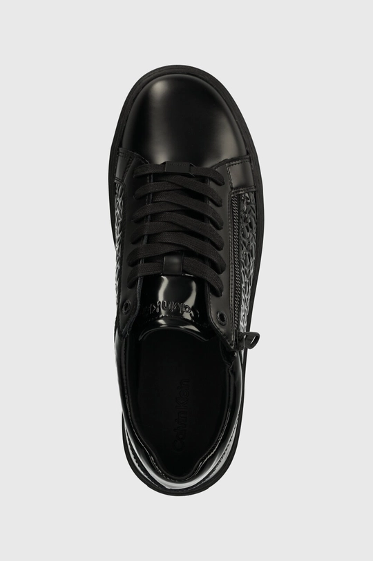 fekete Calvin Klein bőr sportcipő LOW TOP LACE UP W/ZIP MONO