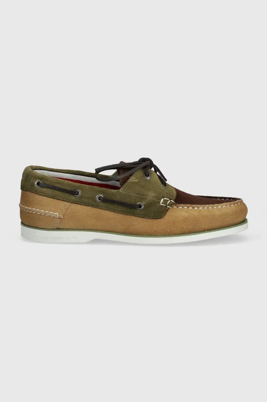 Μοκασίνια σουέτ Tommy Hilfiger TH BOAT SHOE CORE C BLOCK SUEDE πράσινο