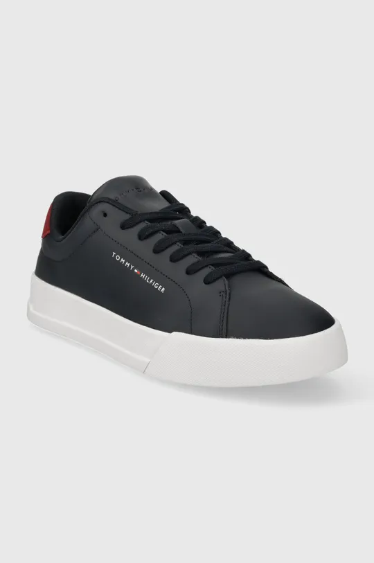 Δερμάτινα αθλητικά παπούτσια Tommy Hilfiger TH COURT LEATHER σκούρο μπλε