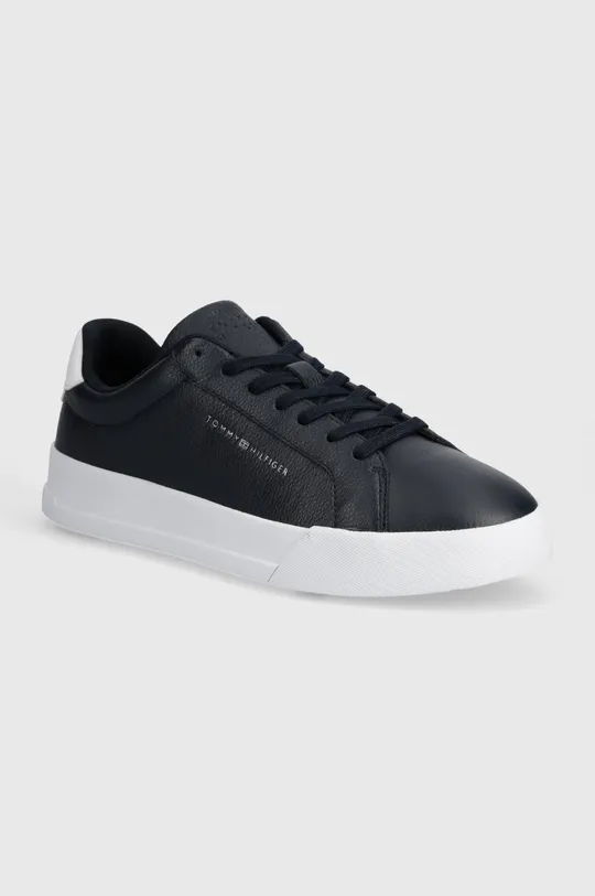 blu navy Tommy Hilfiger sneakers in pelle TH COURT BETTER LTH TUMBLED Uomo