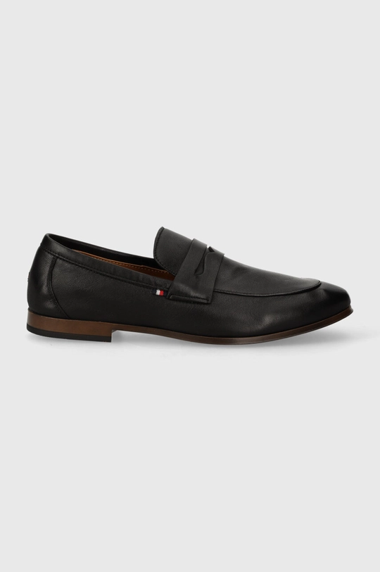 Δερμάτινα μοκασίνια Tommy Hilfiger CASUAL LIGHT FLEXIBLE LTH LOAFER μαύρο