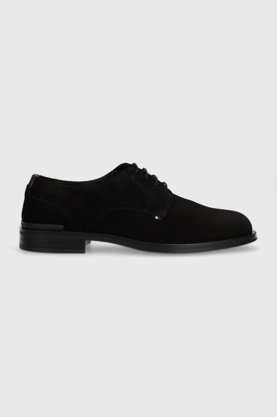 fekete Tommy Hilfiger velúr félcipő CORE TEXTURED SDE SHOE Férfi