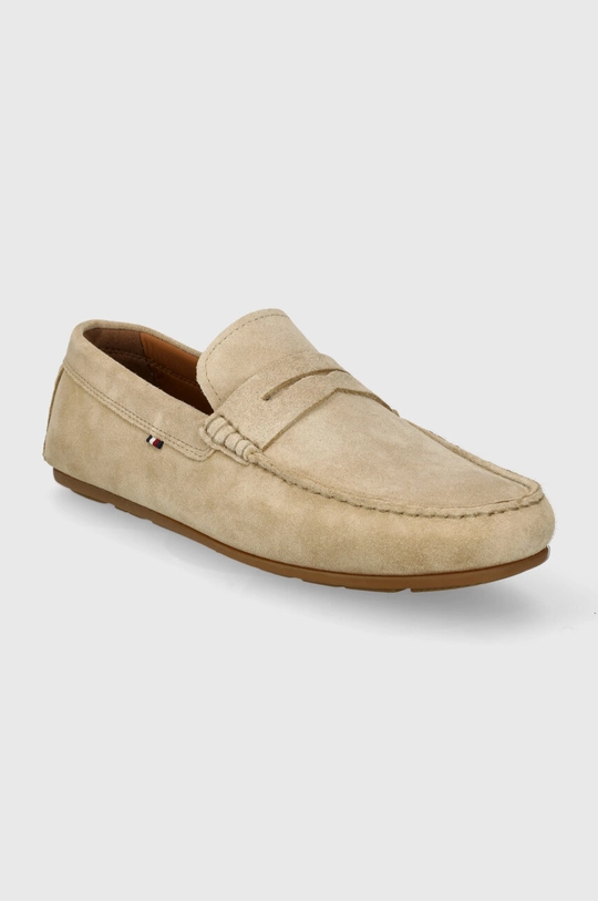 Mokasinke od brušene kože Tommy Hilfiger CASUAL SUEDE DRIVER bež