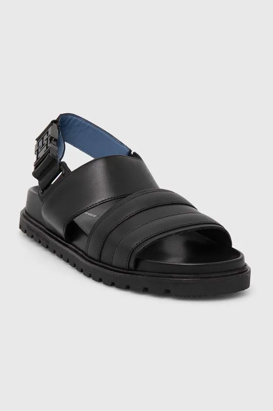 nero Tommy Hilfiger sandali in pelle ELEVATED TH BUCKLE LTH SANDAL Uomo