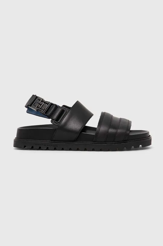 Kožne sandale Tommy Hilfiger ELEVATED TH BUCKLE LTH SANDAL crna