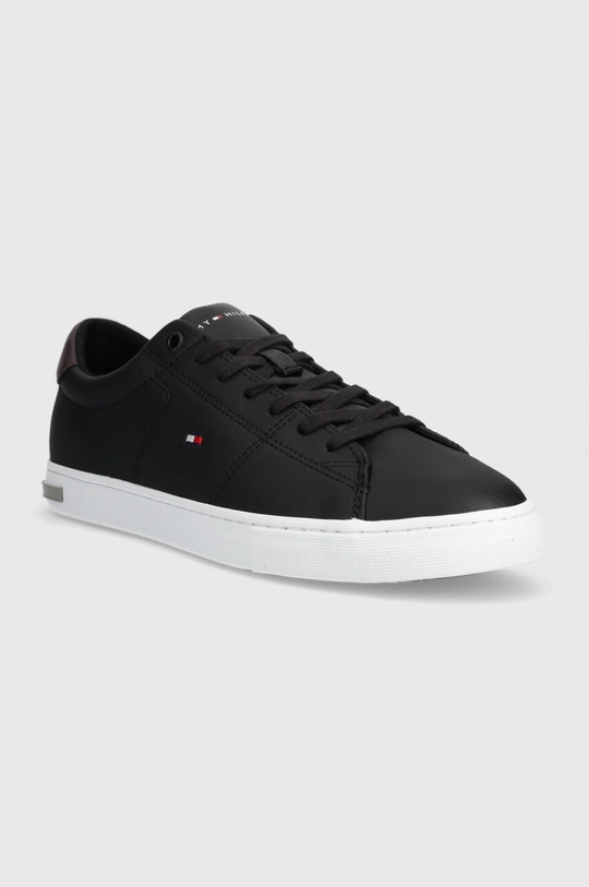 Tommy Hilfiger sneakersy skórzane ESSENTIAL LEATHER DETAIL VULC czarny