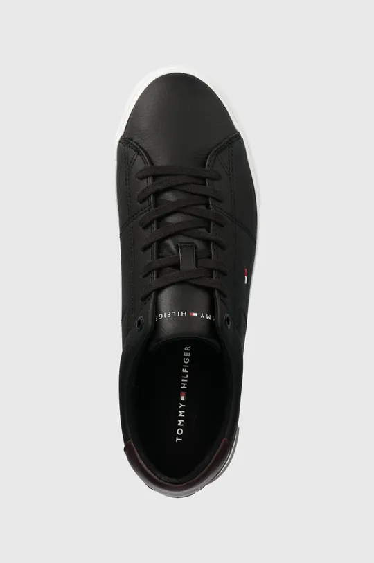 μαύρο Δερμάτινα αθλητικά παπούτσια Tommy Hilfiger ESSENTIAL LEATHER DETAIL VULC