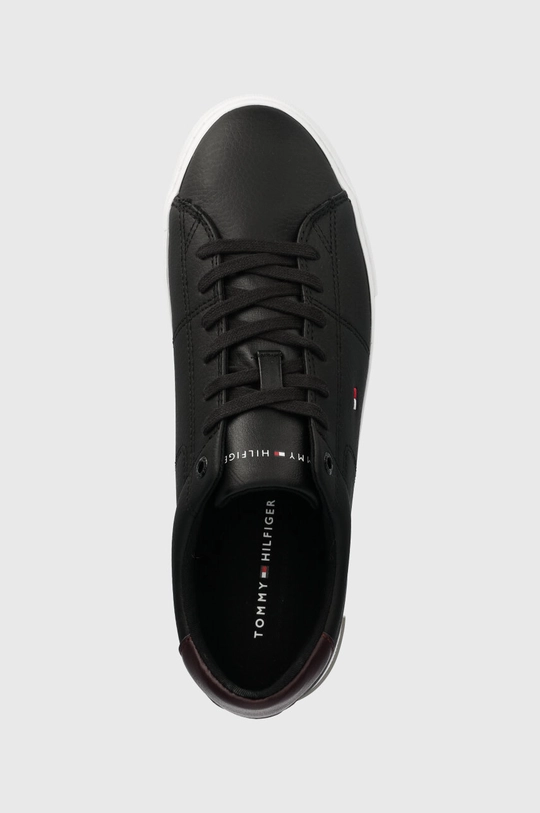 fekete Tommy Hilfiger bőr sportcipő ESSENTIAL LEATHER DETAIL VULC