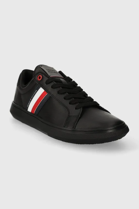 Δερμάτινα αθλητικά παπούτσια Tommy Hilfiger ESSENTIAL LEATHER CUPSOLE μαύρο