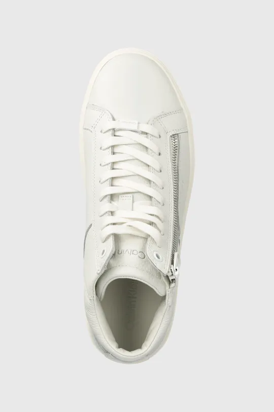 biały Calvin Klein sneakersy skórzane HIGH TOP LACE UP W/ZIP