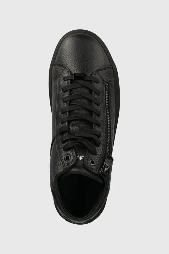 μαύρο Δερμάτινα αθλητικά παπούτσια Calvin Klein HIGH TOP LACE UP W/ZIP