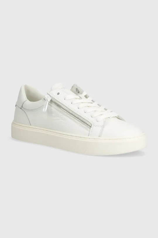 biela Kožené tenisky Calvin Klein LOW TOP LACE UP W/ZIP Pánsky