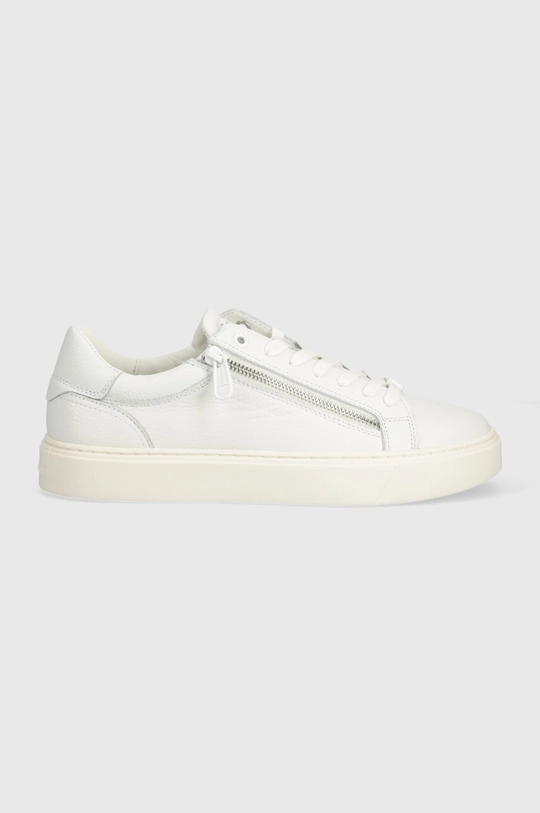 Kožené tenisky Calvin Klein LOW TOP LACE UP W/ZIP biela