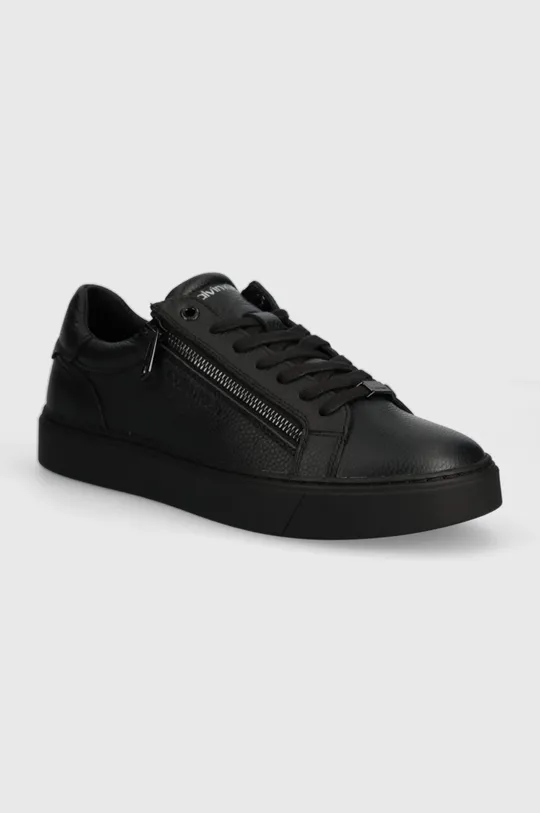 μαύρο Δερμάτινα αθλητικά παπούτσια Calvin Klein LOW TOP LACE UP W/ZIP Ανδρικά