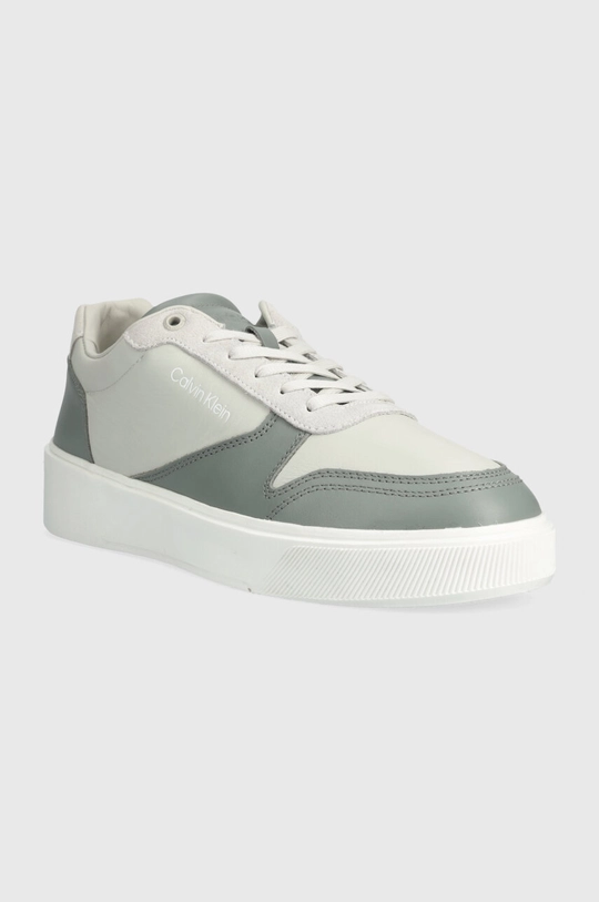 Calvin Klein sneakersy skórzane LOW TOP LACE UP BSKT szary