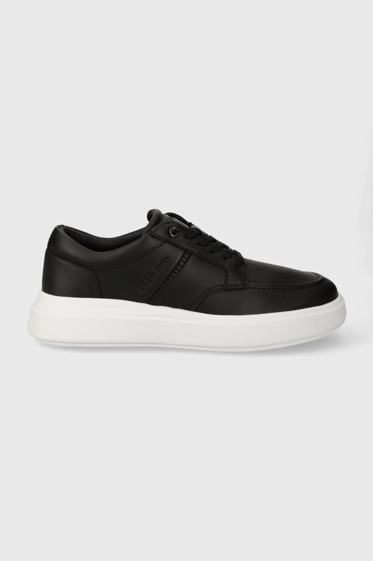 čierna Kožené tenisky Calvin Klein LOW TOP LACE UP TAILOR Pánsky