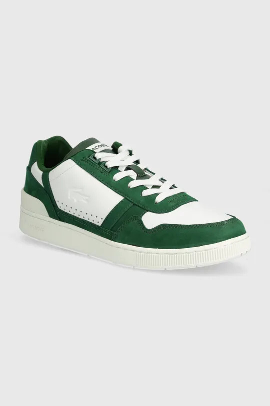 зелёный Кожаные кроссовки Lacoste T-Clip Contrasted Leather Мужской