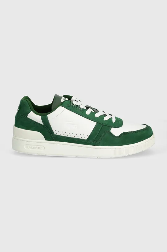 Lacoste sneakersy skórzane T-Clip Contrasted Leather zielony