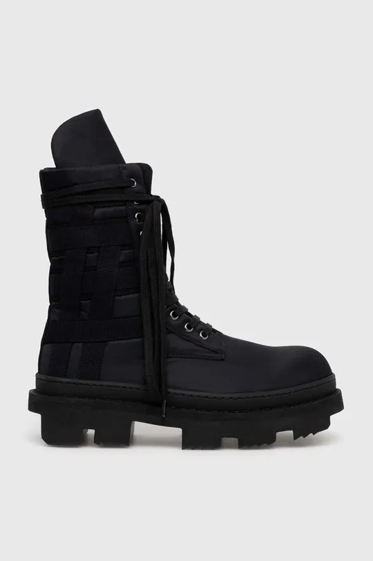 black Rick Owens shoes Woven Padded Boots Army Megatooth Ankle Boot Men’s