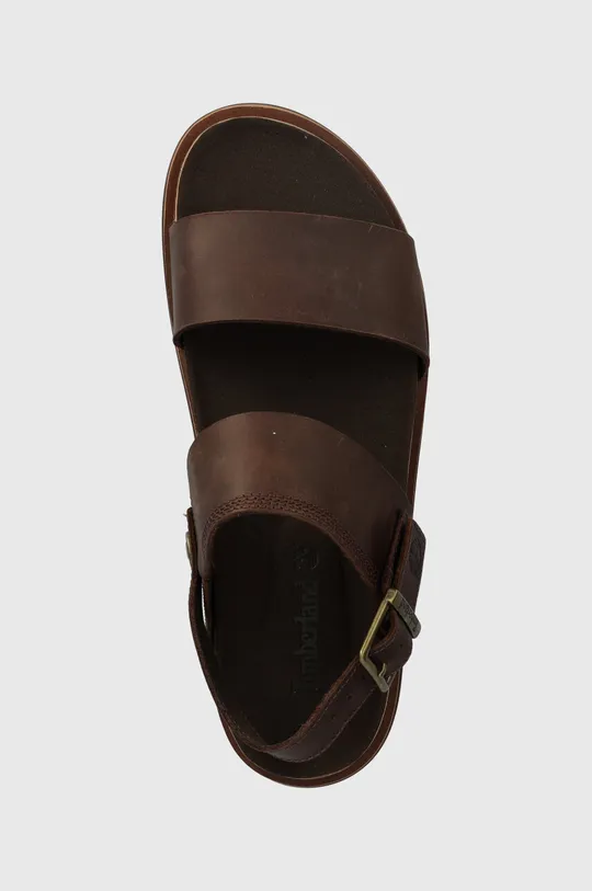 brown Timberland leather sandals Amalfi Vibes