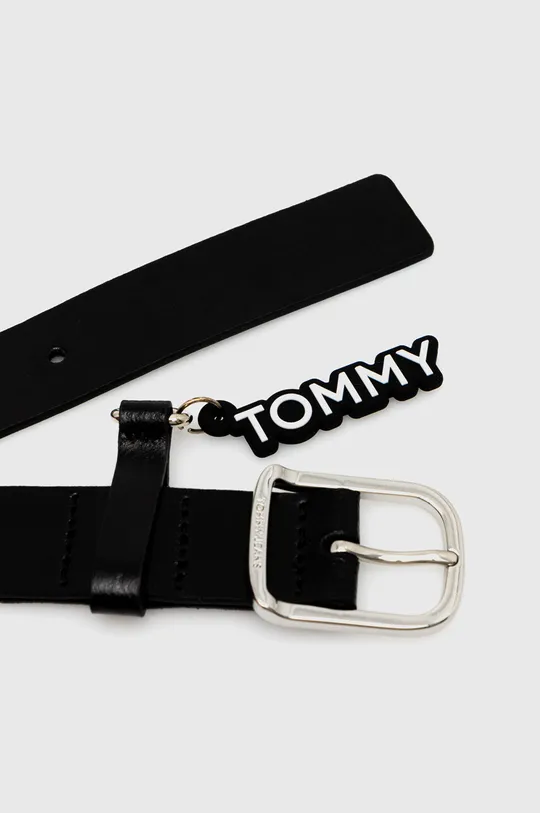 Tommy Jeans pasek skórzany czarny