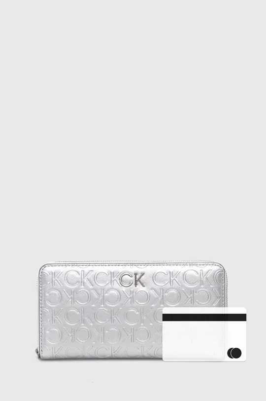 srebrny Calvin Klein portfel