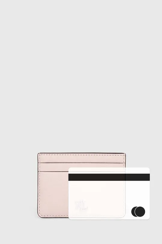 rózsaszín Lauren Ralph Lauren bőr kártya tok