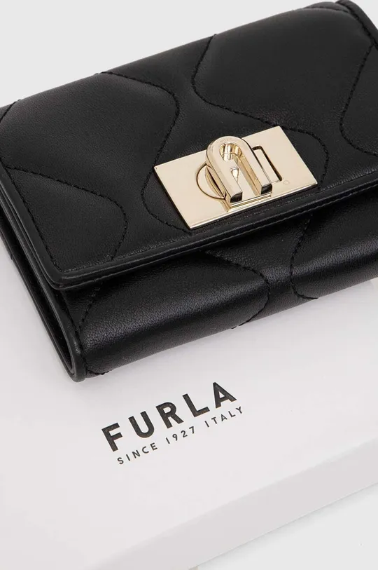 czarny Furla portfel skórzany